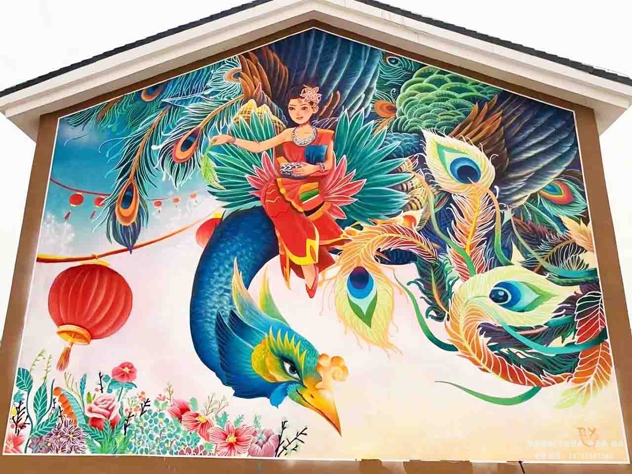 室外振新美丽乡村国风壁画墙绘彩绘涂鸦成都澜泉文化