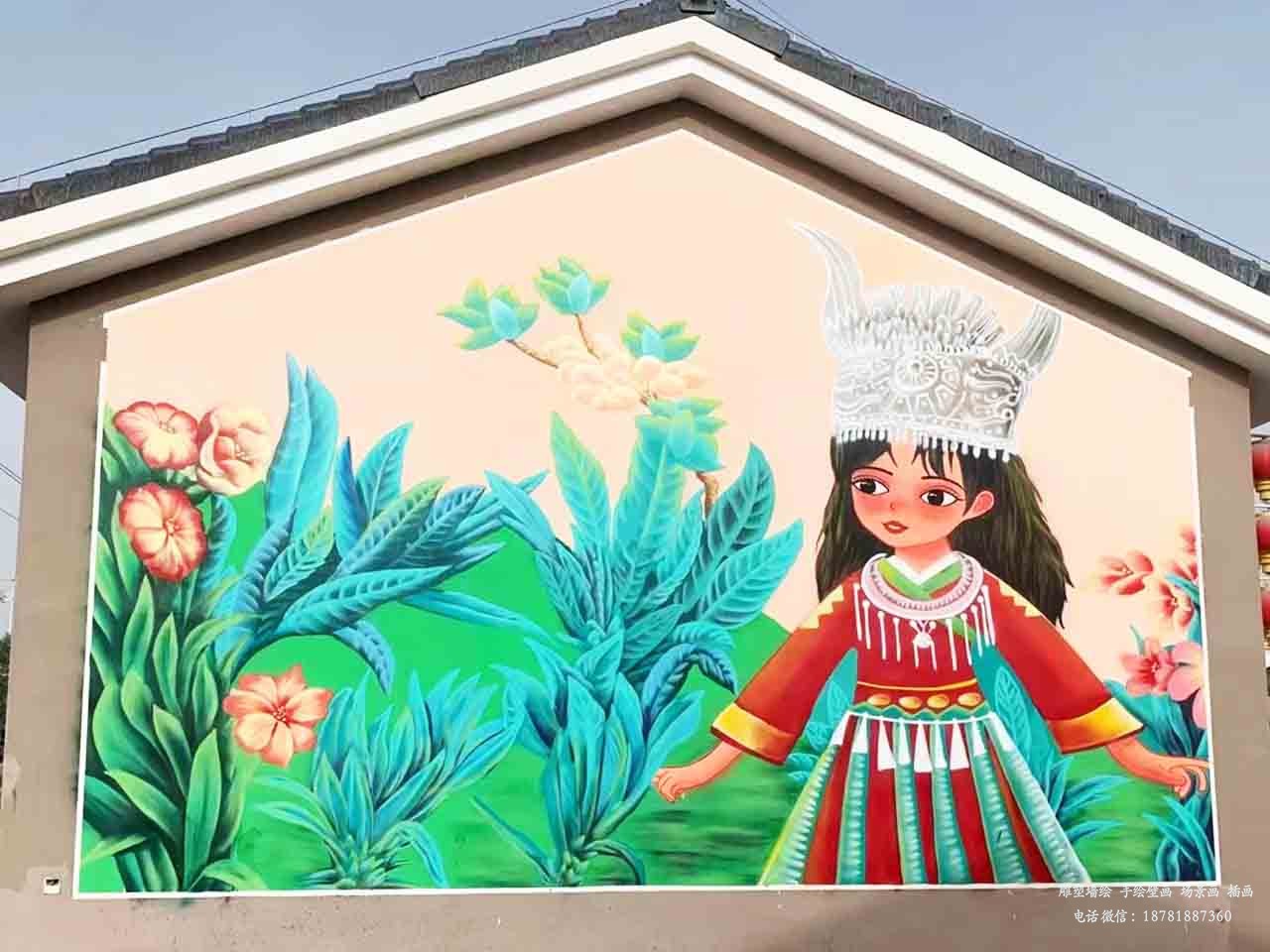 室外振新美丽乡村国风壁画墙绘彩绘涂鸦成都澜泉文化