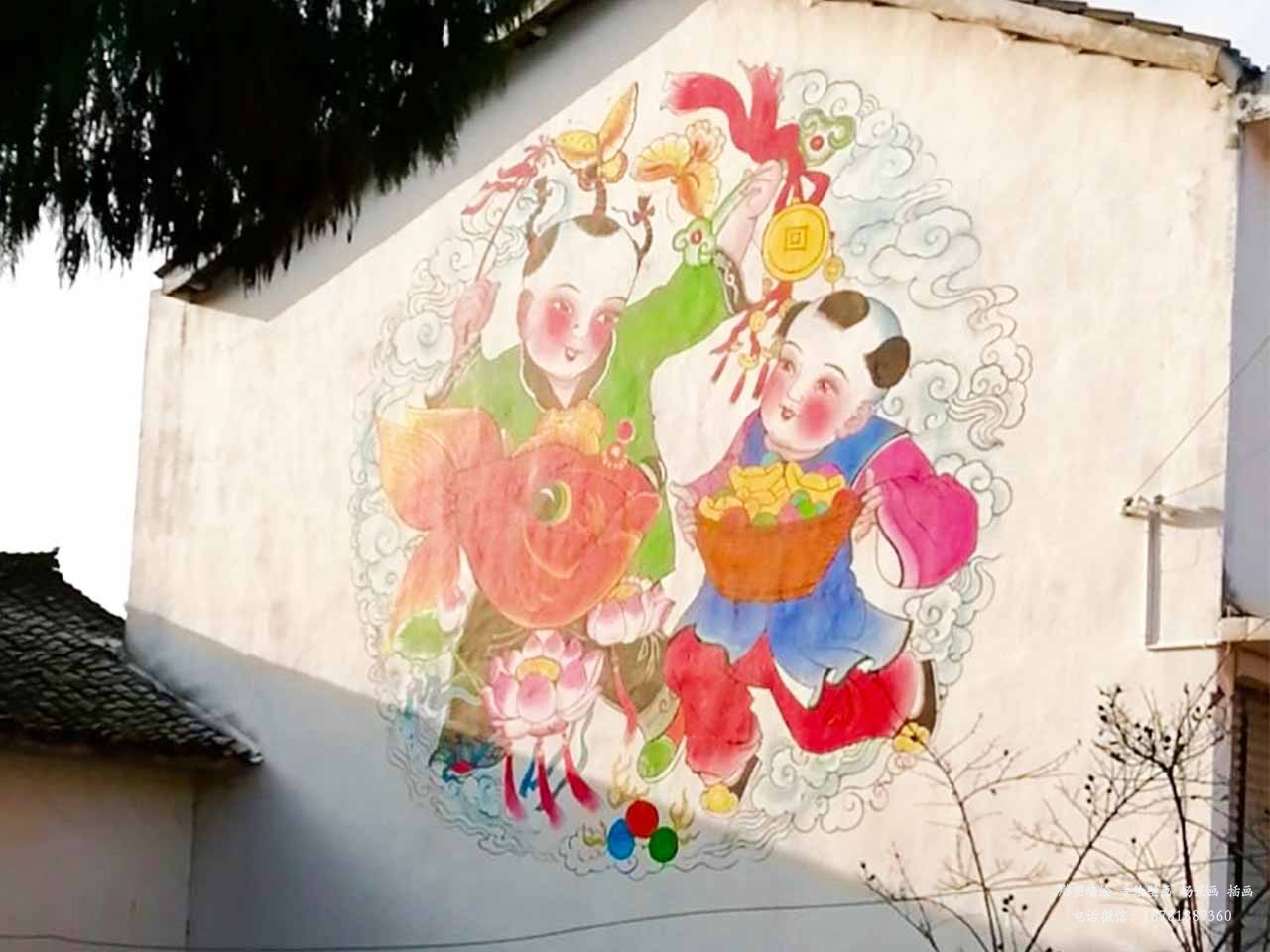振新美丽乡村儿童年画壁画墙绘彩绘涂鸦成都澜泉文化