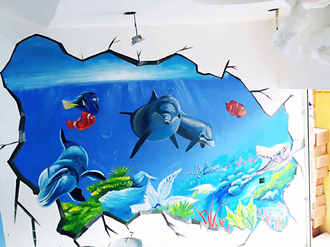幼儿校园动物园游乐场卡通3D墙绘壁画彩绘涂鸦手绘成都澜泉文化