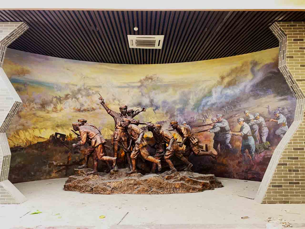 博物馆纪念馆展厅红军冲锋战争场景还原画墙绘壁画彩绘涂鸦手绘示意图