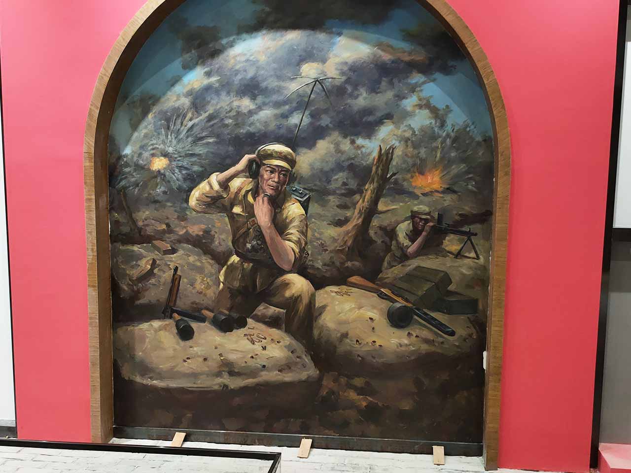 博物馆纪念馆展厅战争电报员场景还原画墙绘壁画彩绘涂鸦手绘示意图