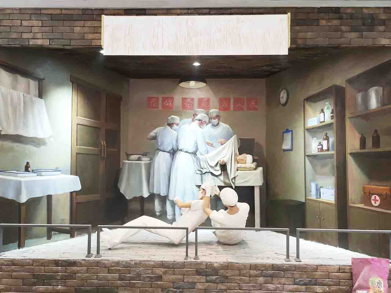 博物馆纪念馆展厅战场手术室场景还原画墙绘壁画彩绘涂鸦手绘示意图