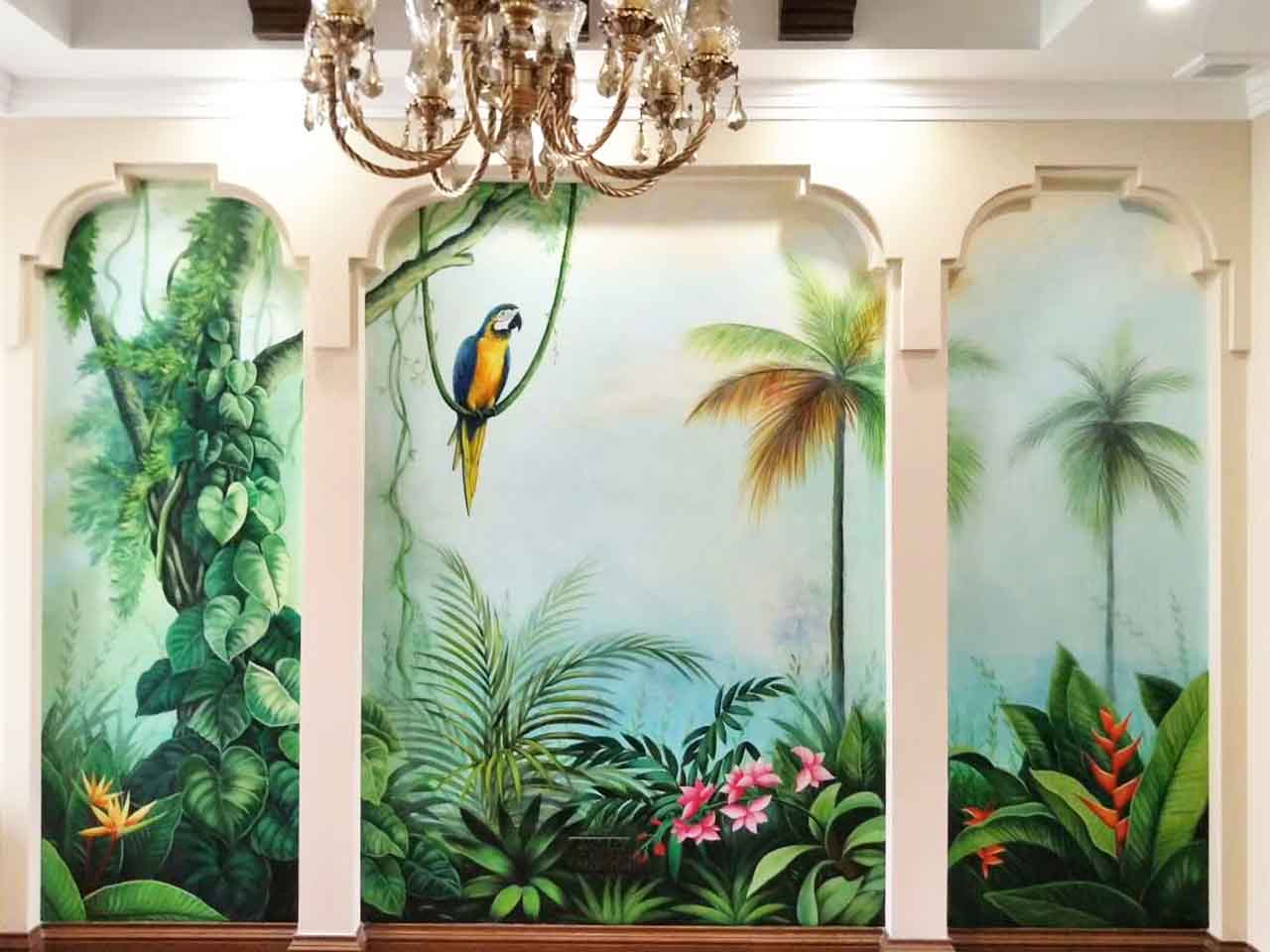 家装工装酒店会所美容院别墅写实花鸟风景墙绘壁画彩绘涂鸦手绘成都澜泉文化