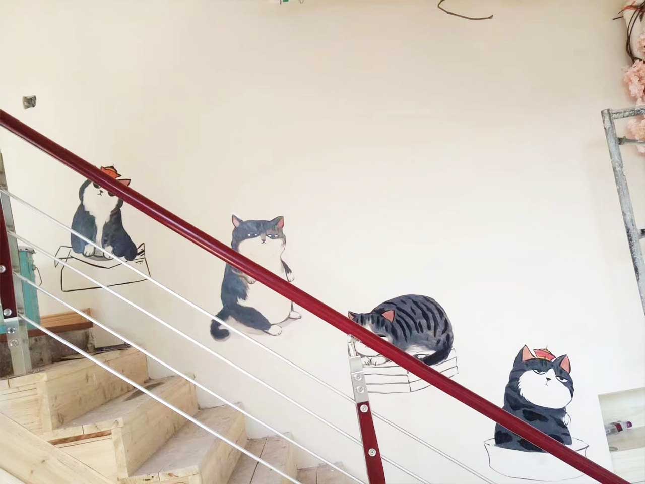 猫咖家装工装KTV酒店会所网吧美容院猫咪墙绘壁画彩绘涂鸦手绘成都澜泉文化