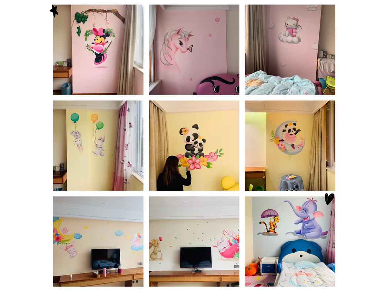 酒店儿童房工装KTV可爱卡通墙绘壁画彩绘涂鸦手绘成都澜泉文化